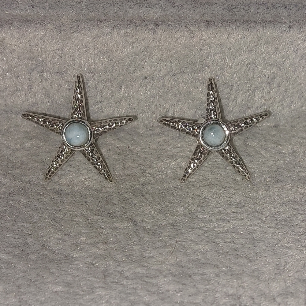 Starfish Larimar Sterling Silver Earrings